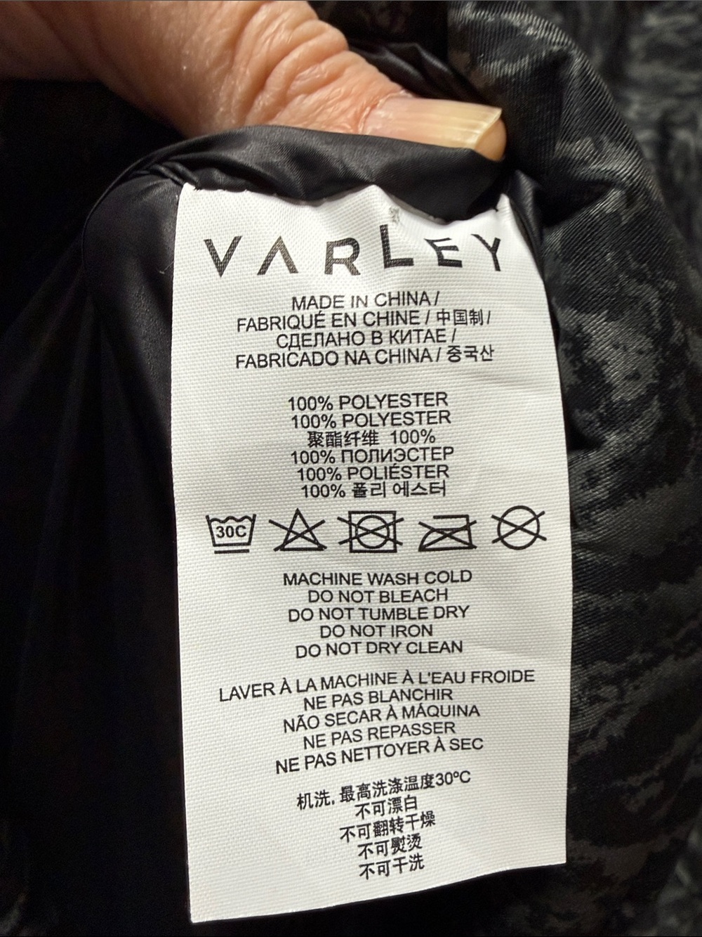 Varley Women’s Granville Puffer Jacket Dark Mono Zebra Pattern Size Small - Picture 9 of 11